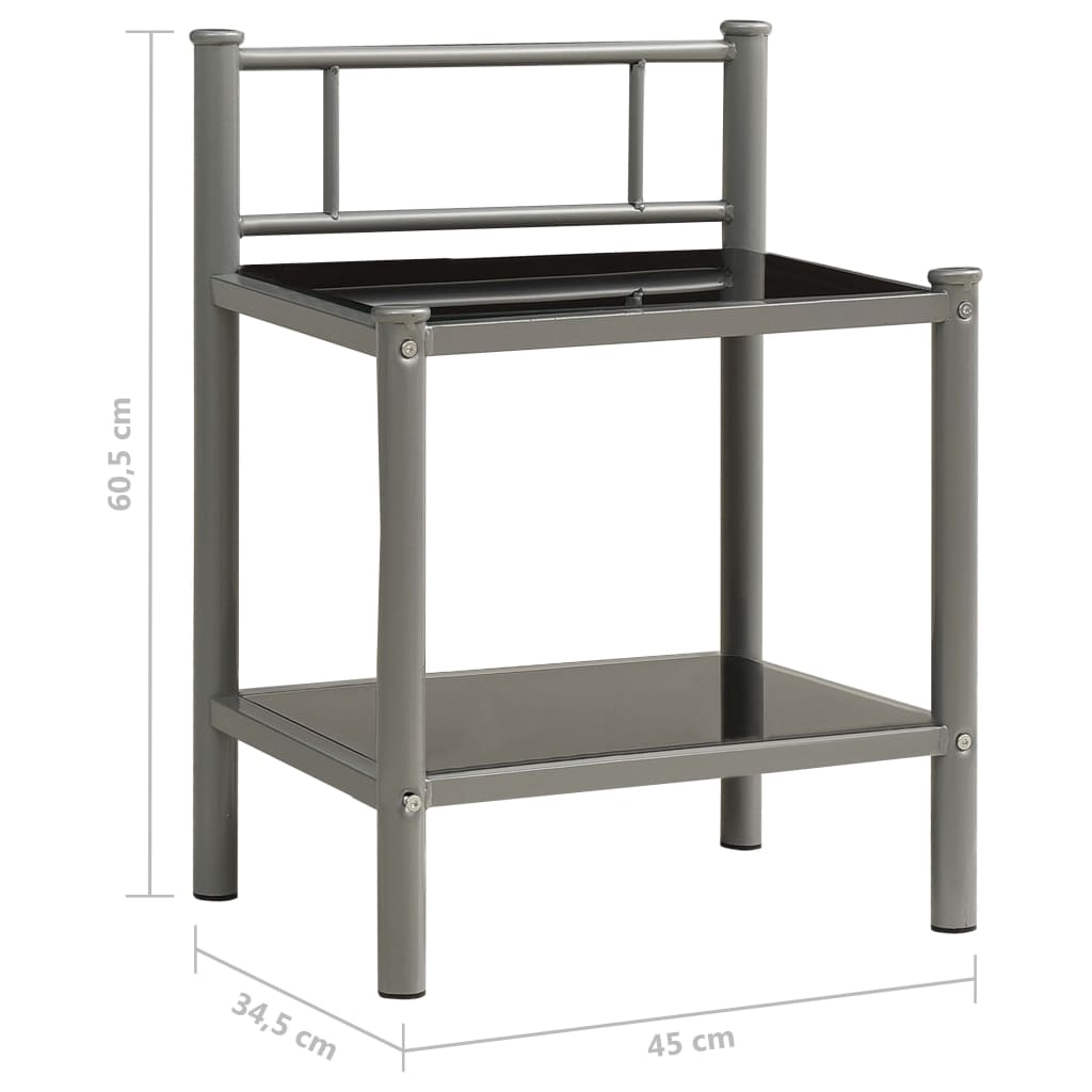 Tables de chevet 2 pcs Gris et noir Métal et verre - XIOS
