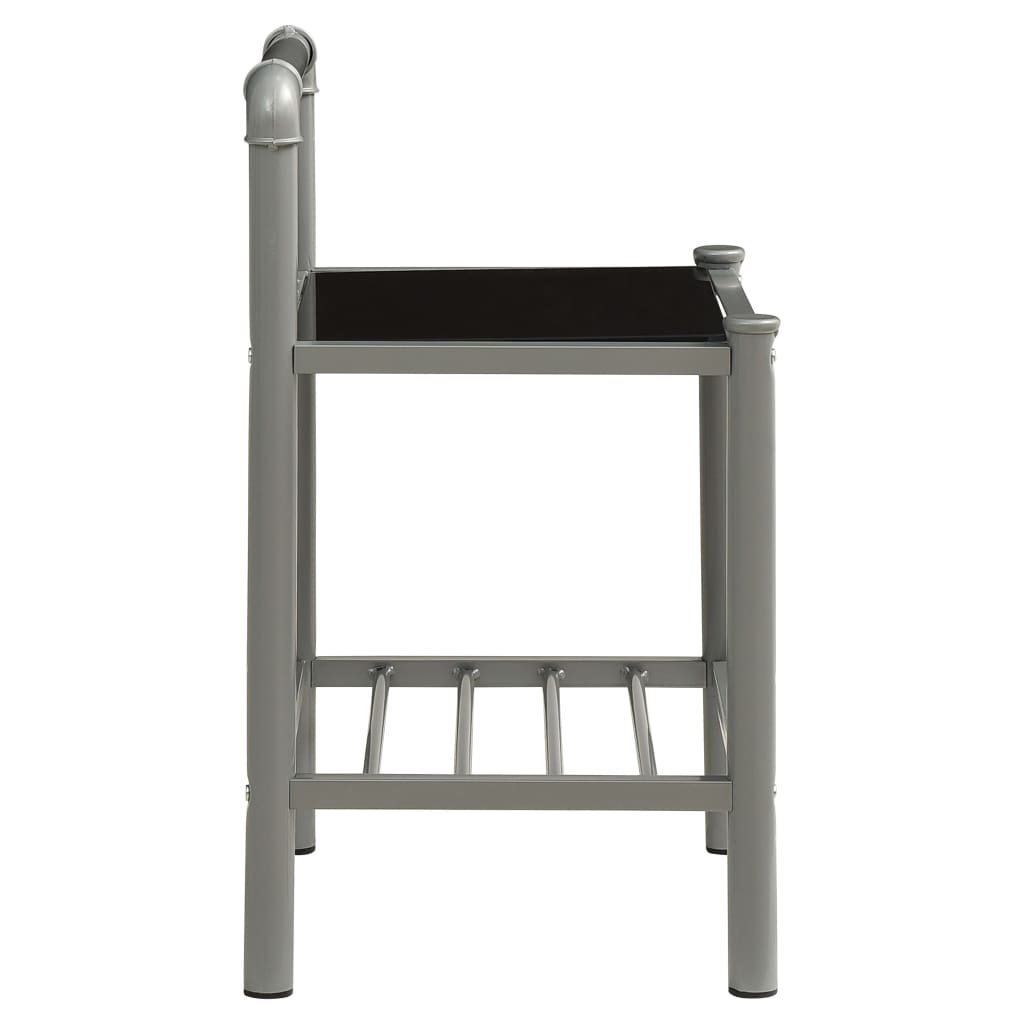 Tables de chevet 2 pcs Gris et noir Métal et verre - XIOS