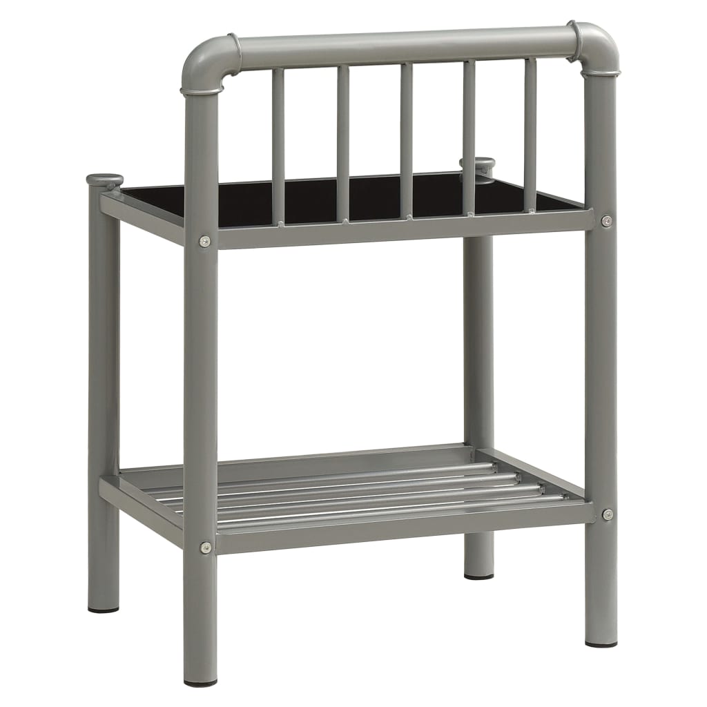 Tables de chevet 2 pcs Gris et noir Métal et verre - XIOS