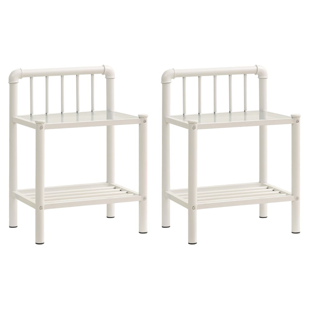 Tables de chevet 2 pcs Blanc et transparent Métal et verre - XIOS