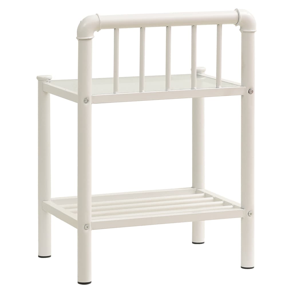 Tables de chevet 2 pcs Blanc et transparent Métal et verre - XIOS