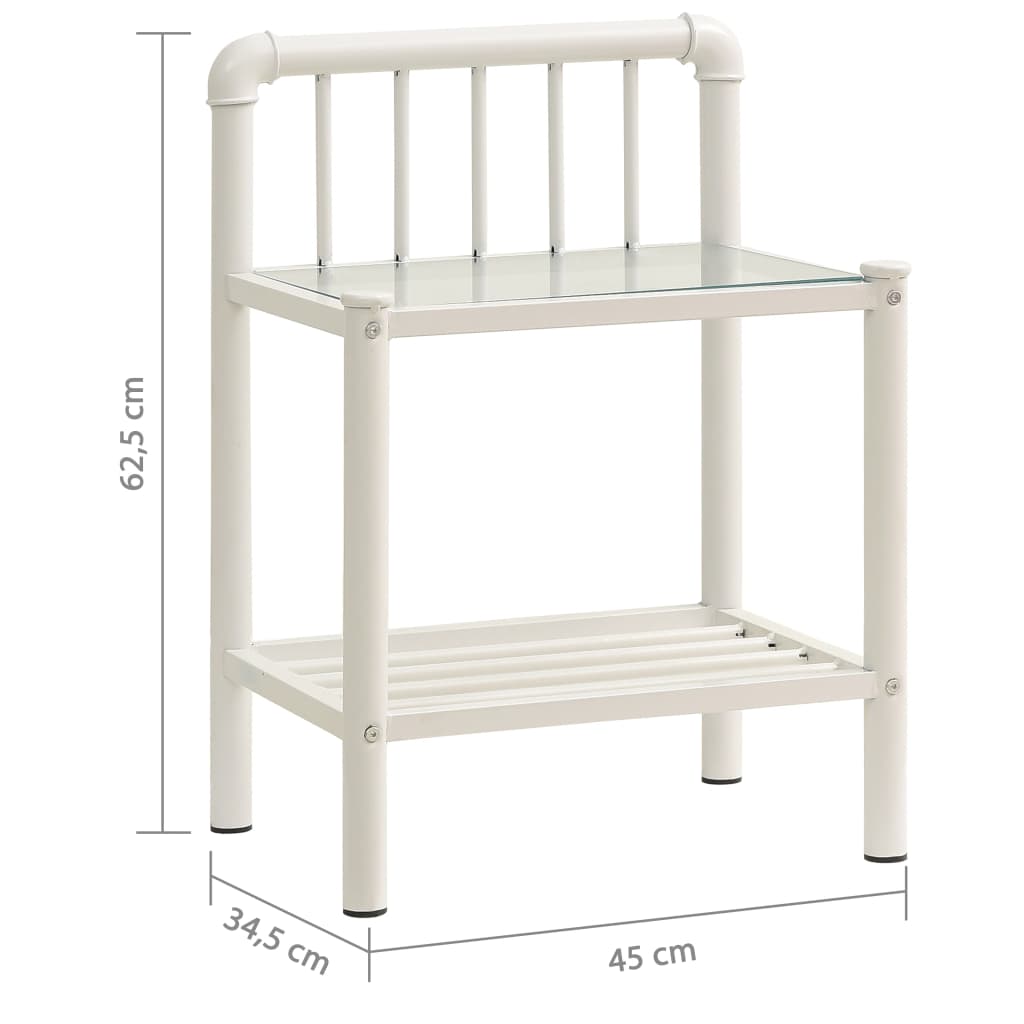 Tables de chevet 2 pcs Blanc et transparent Métal et verre - XIOS