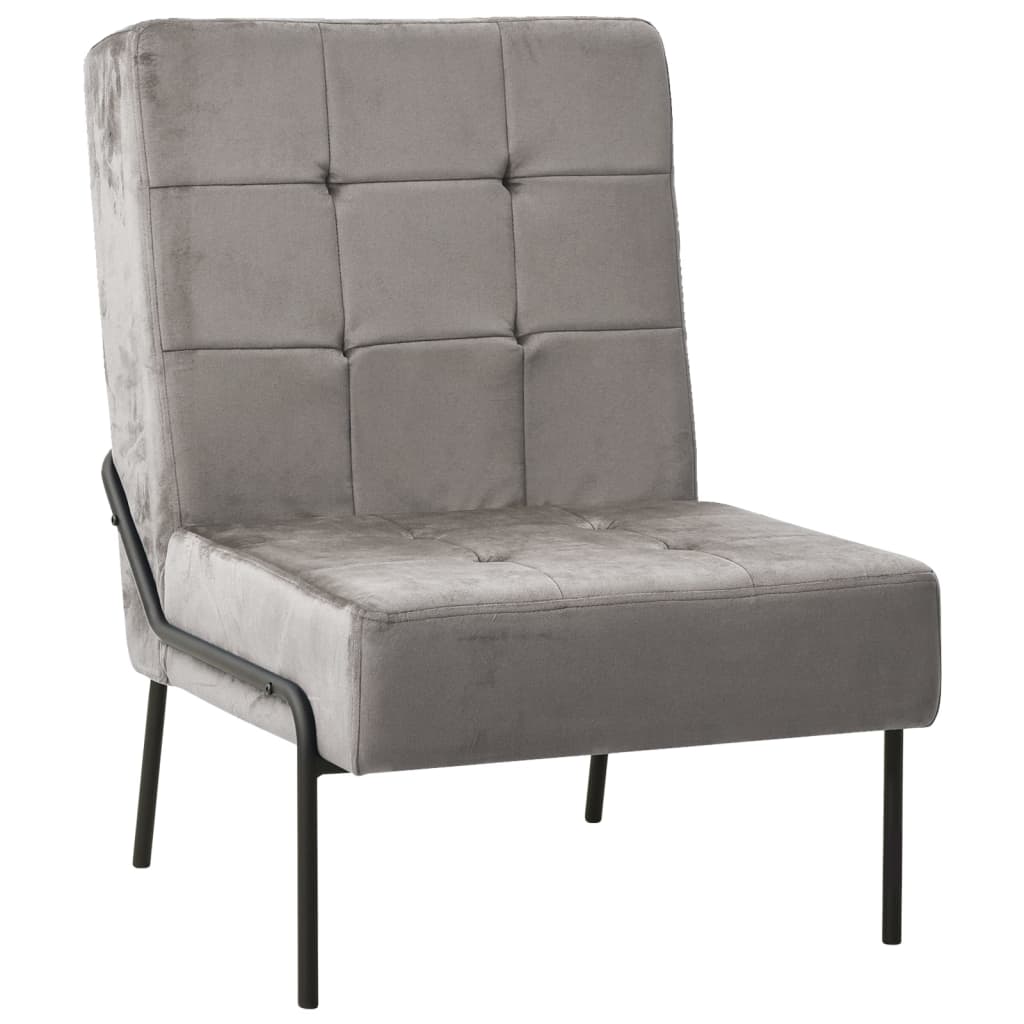 Chaise de relaxation 65x79x87 cm Gris clair Velours - XIOS