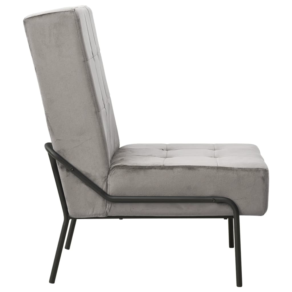 Chaise de relaxation 65x79x87 cm Gris clair Velours - XIOS