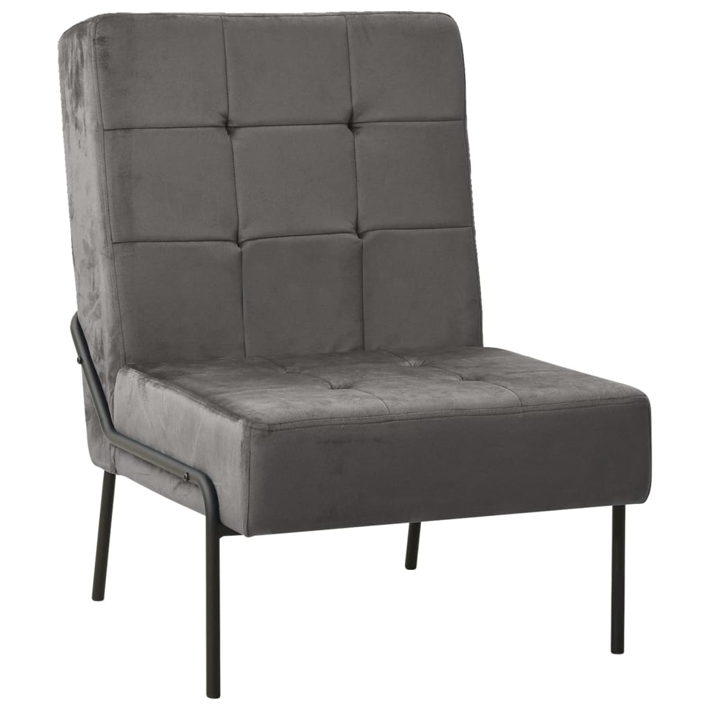 Chaise de relaxation 65x79x87 cm Gris foncé Velours - XIOS