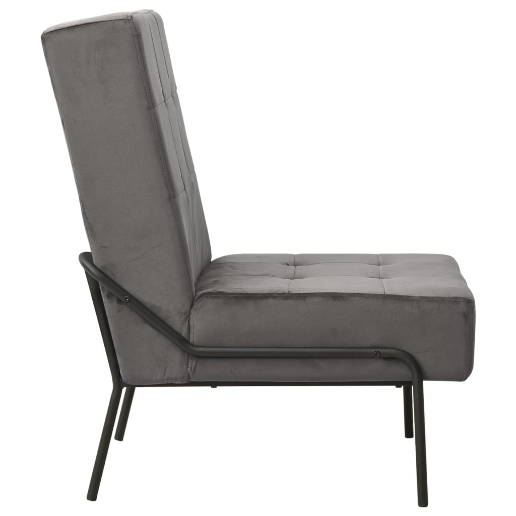 Chaise de relaxation 65x79x87 cm Gris foncé Velours - XIOS