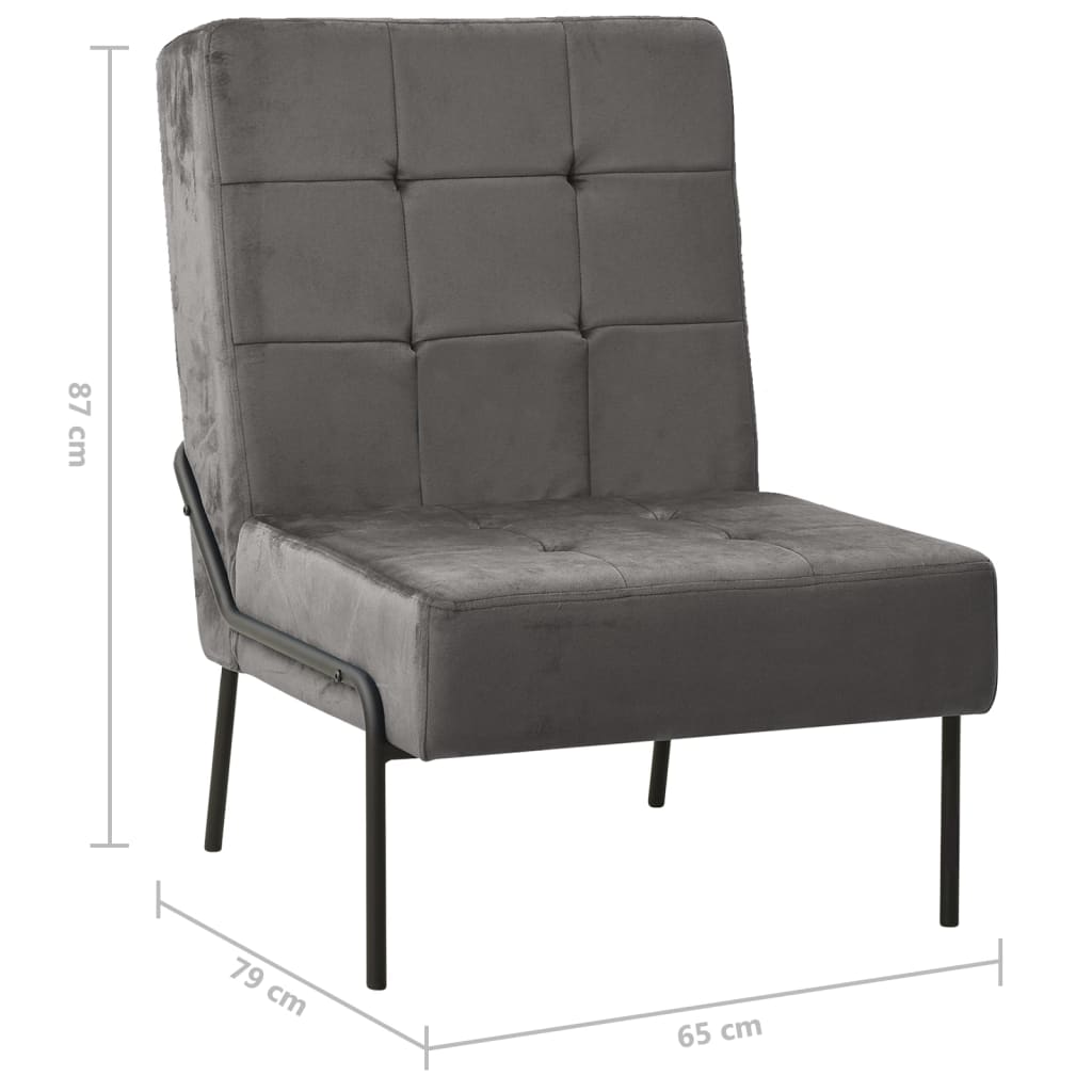 Chaise de relaxation 65x79x87 cm Gris foncé Velours - XIOS