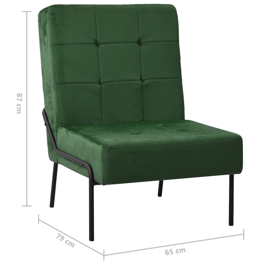 Chaise de relaxation 65x79x87 cm Vert foncé Velours - XIOS