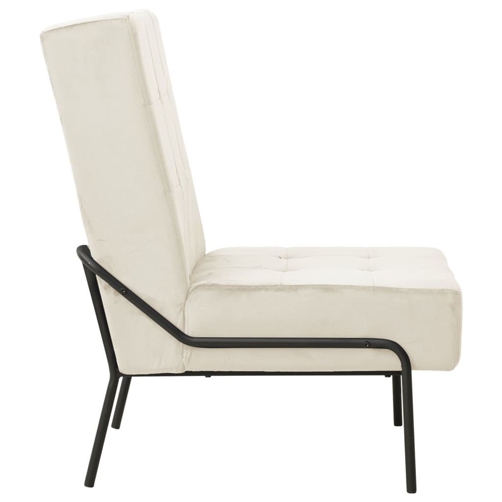 Chaise de relaxation 65x79x87 cm Blanc crème Velours - XIOS