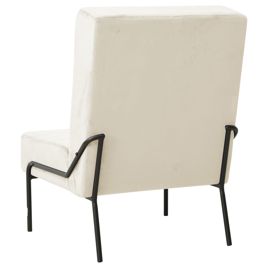 Chaise de relaxation 65x79x87 cm Blanc crème Velours - XIOS