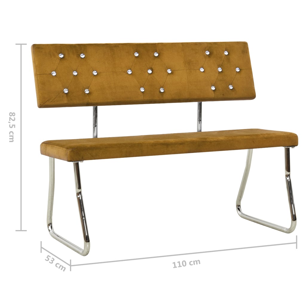 Banc 110 cm Marron Velours Bancs de cuisine & salle à manger vidaXL