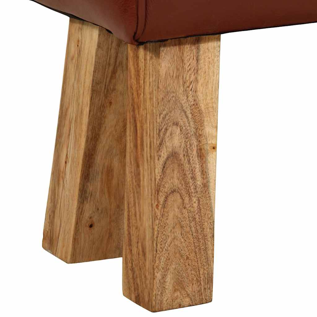 Banc saut de cheval 160 cm Marron Cuir véritable et bois acacia - XIOS