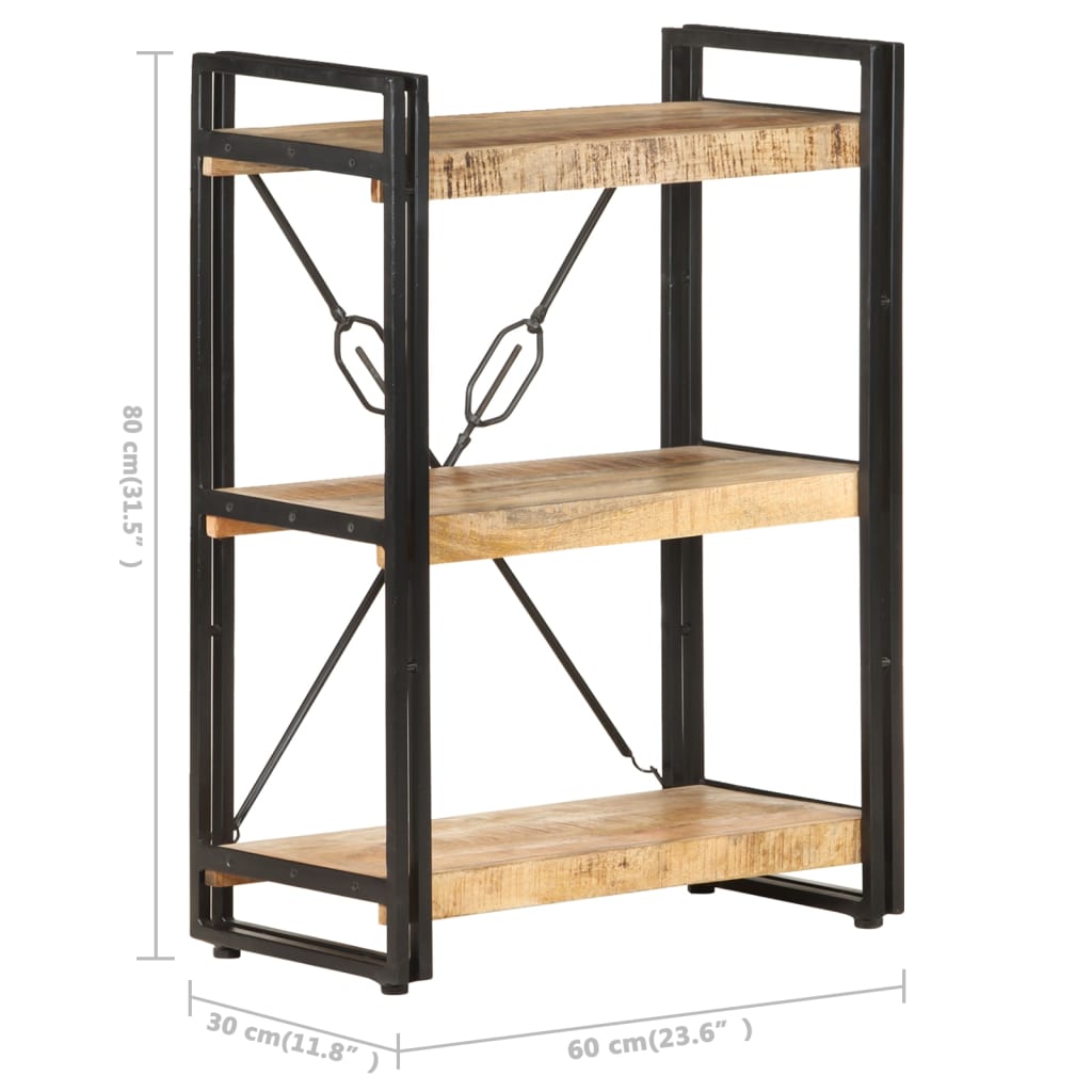 Bibliothèque à 3 niveaux 60x30x80 cm Bois de manguier massif - XIOS