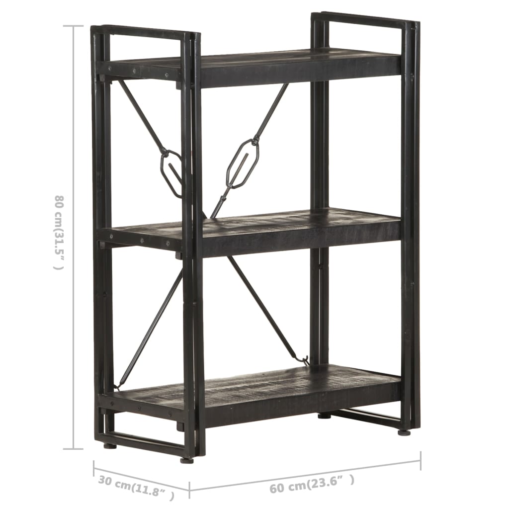 Bibliothèque à 3 niveaux 60x30x80 cm Bois de manguier massif - XIOS