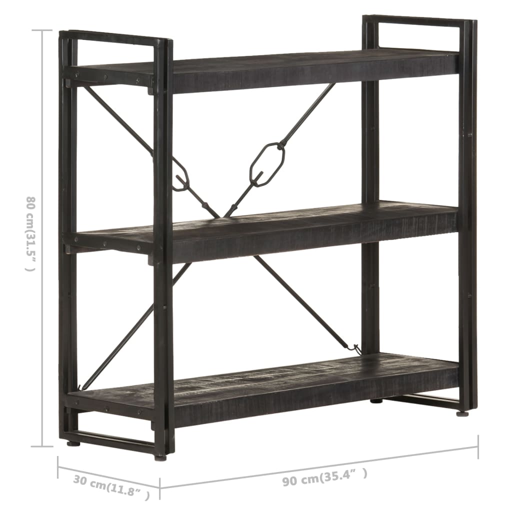 Bibliothèque à 3 niveaux 90x30x80 cm Bois de manguier massif - XIOS