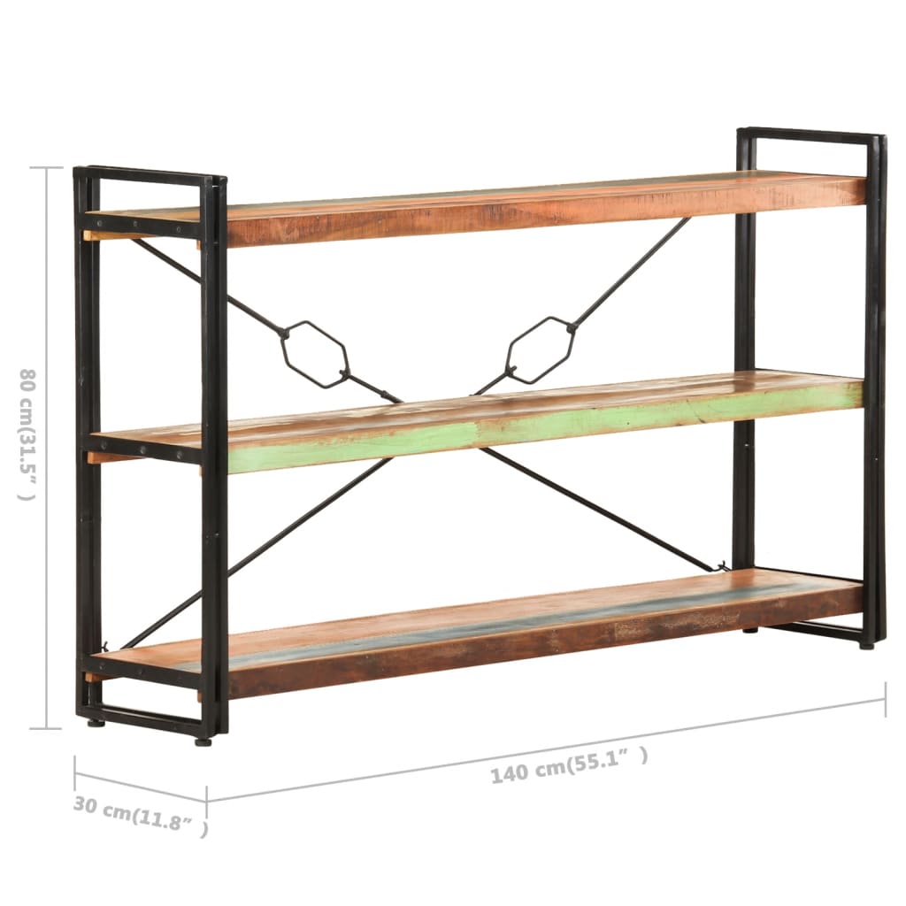 Bibliothèque 3 niveaux 140x30x80 cm Bois de récupération massif - XIOS