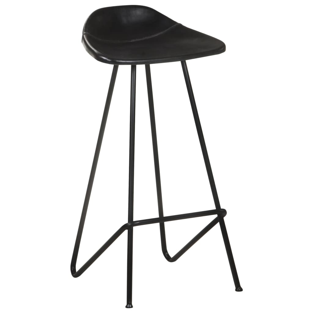Tabourets de bar lot de 2 noir cuir véritable - XIOS