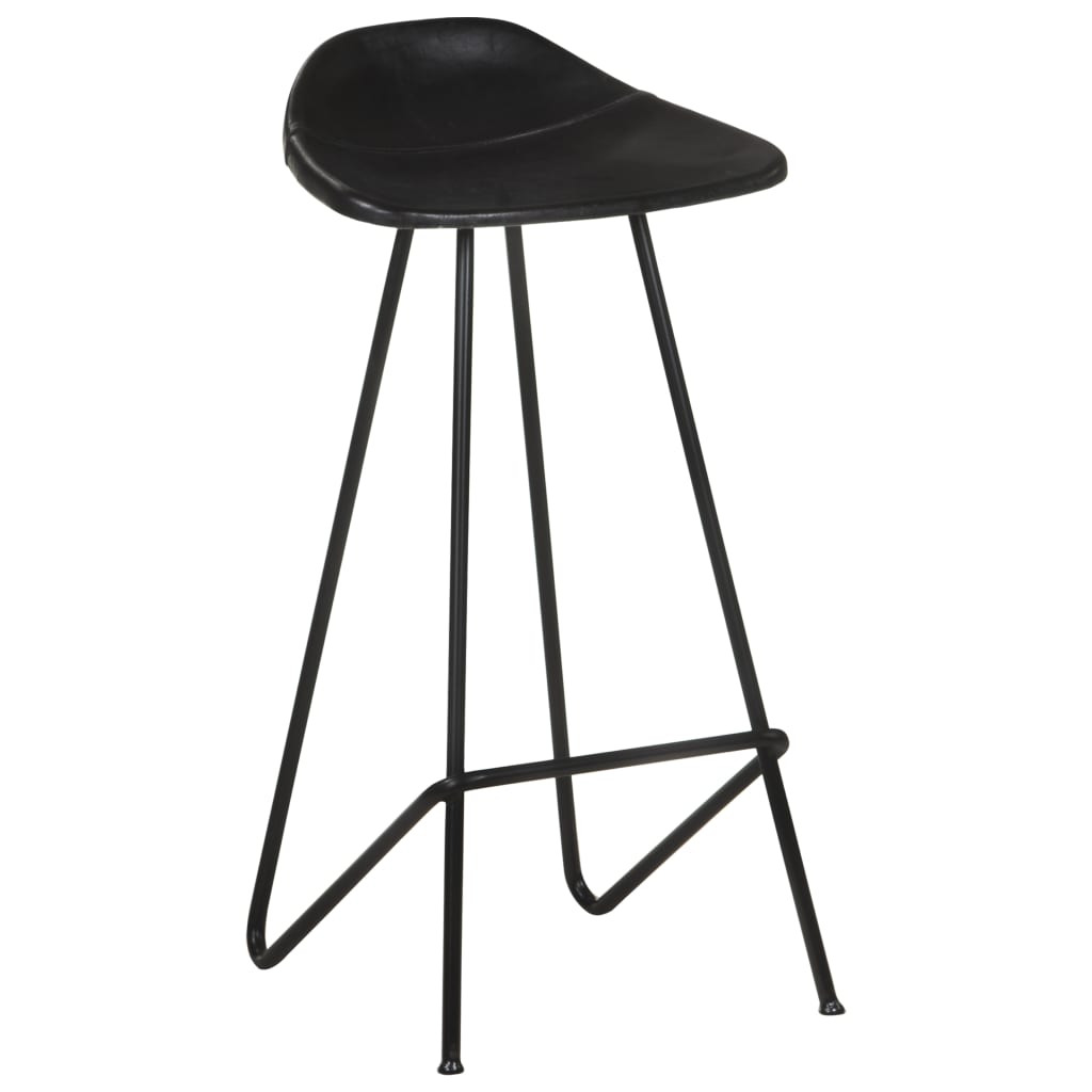 Tabourets de bar lot de 2 noir cuir véritable - XIOS