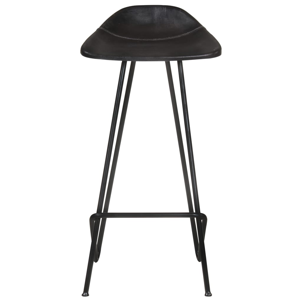 Tabourets de bar lot de 2 noir cuir véritable - XIOS