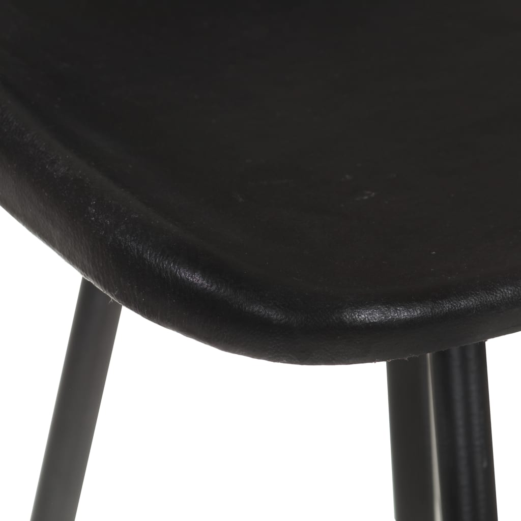 Tabourets de bar lot de 2 noir cuir véritable - XIOS