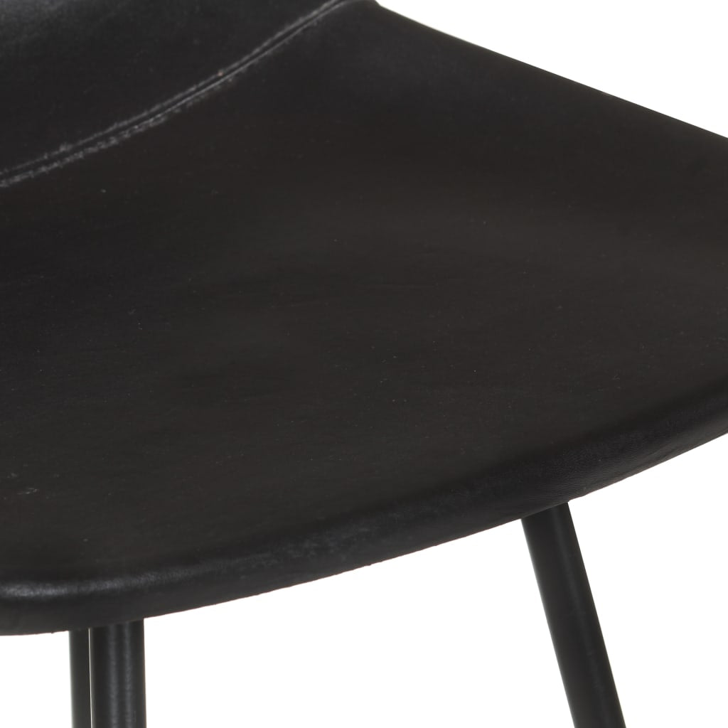 Tabourets de bar lot de 2 noir cuir véritable - XIOS