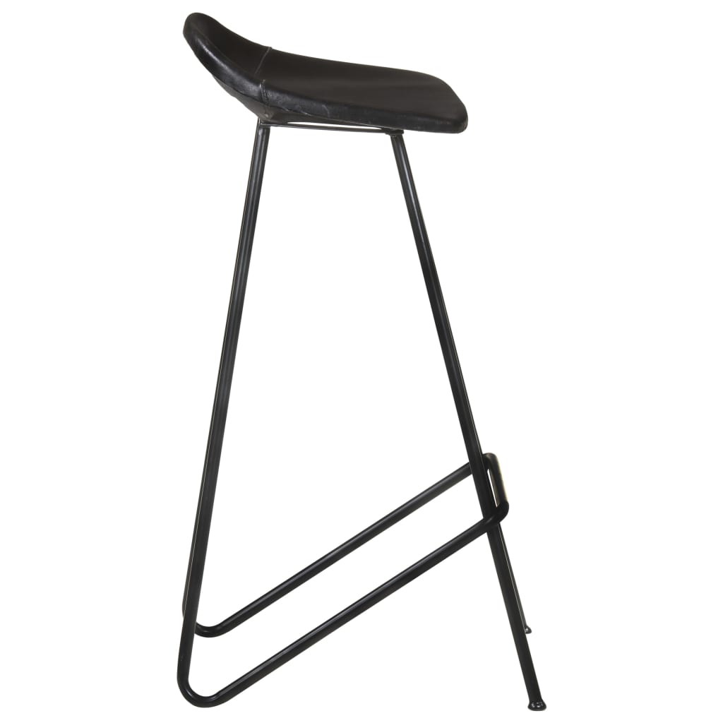Tabourets de bar lot de 4 noir cuir véritable - XIOS