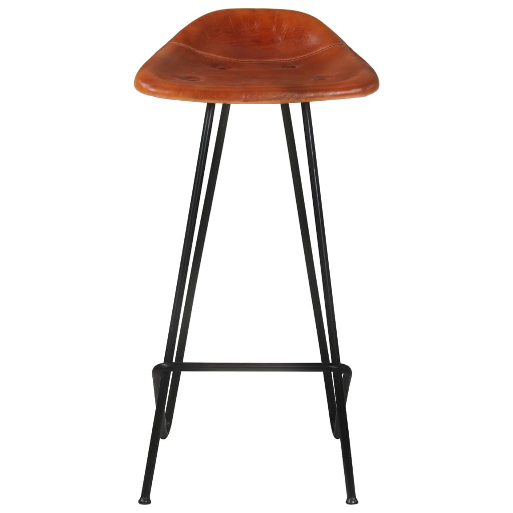 Tabourets de bar lot de 2 marron cuir véritable - XIOS