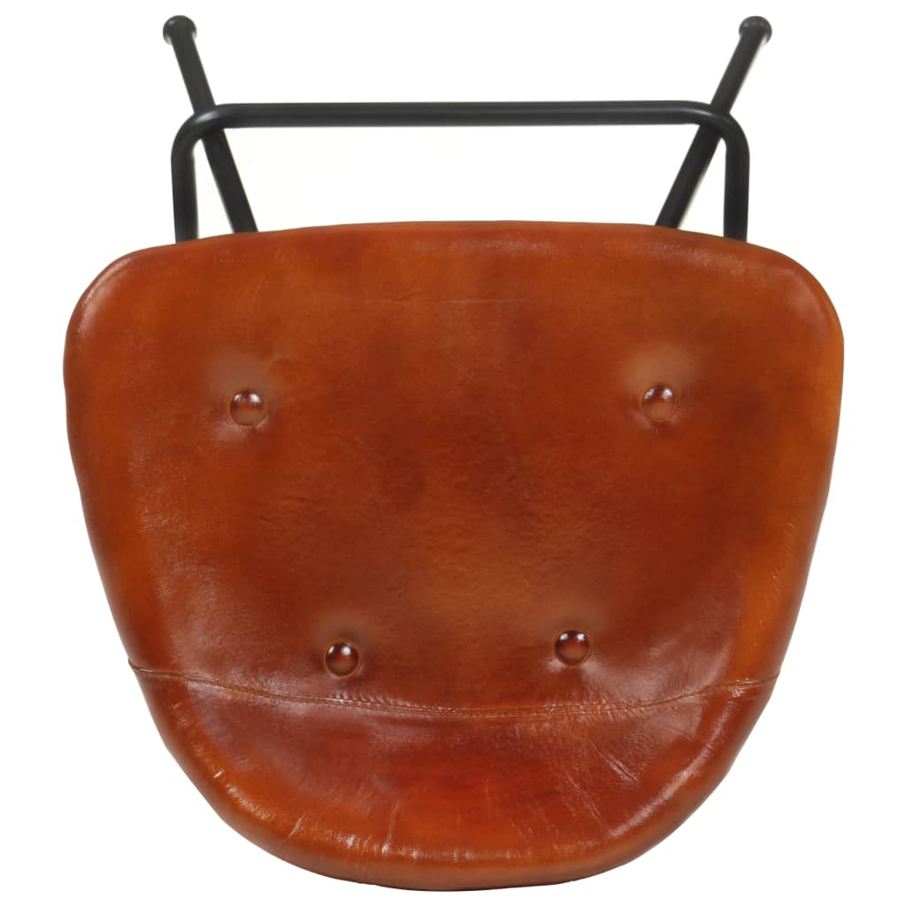 Tabourets de bar lot de 2 marron cuir véritable - XIOS