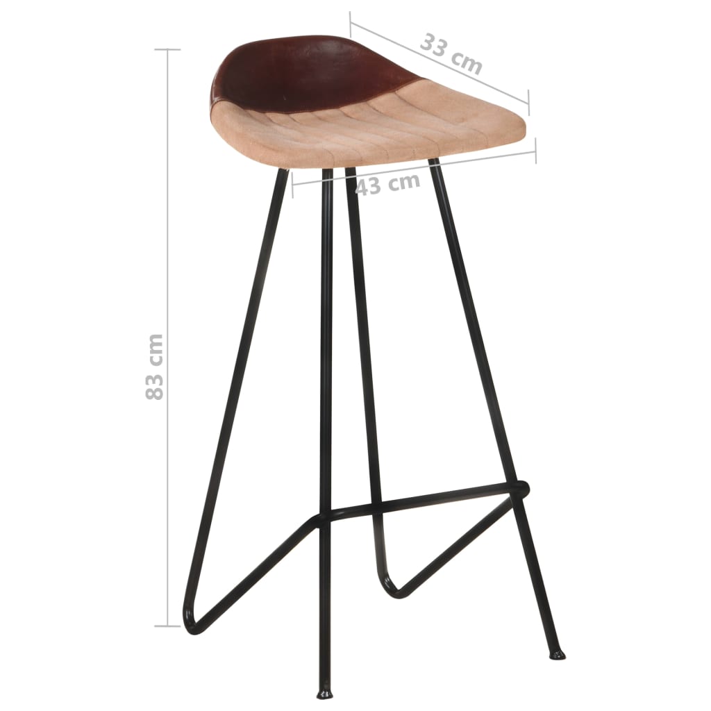 Tabourets de bar lot de 2 marron cuir véritable - XIOS