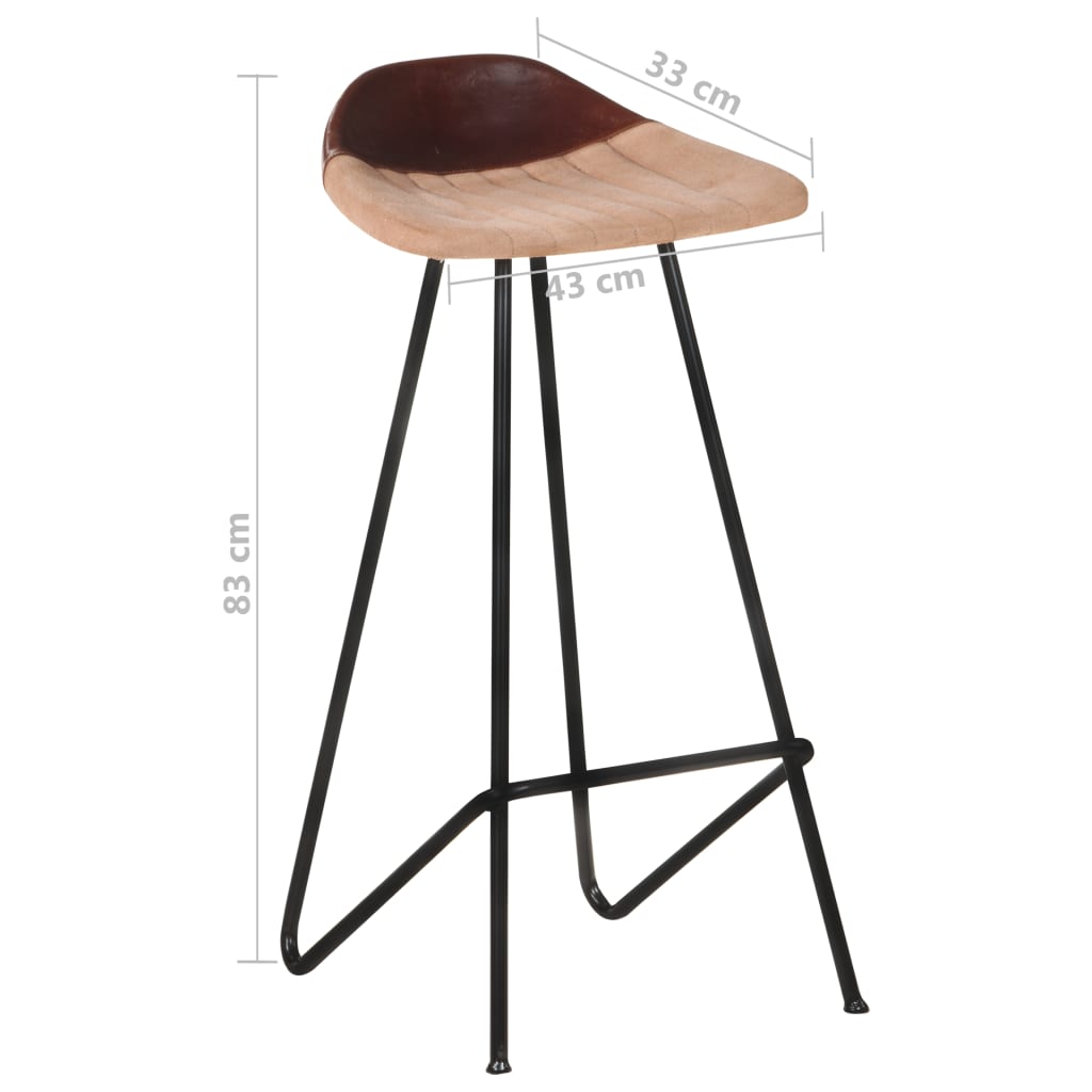 Tabourets de bar lot de 4 marron cuir véritable - XIOS