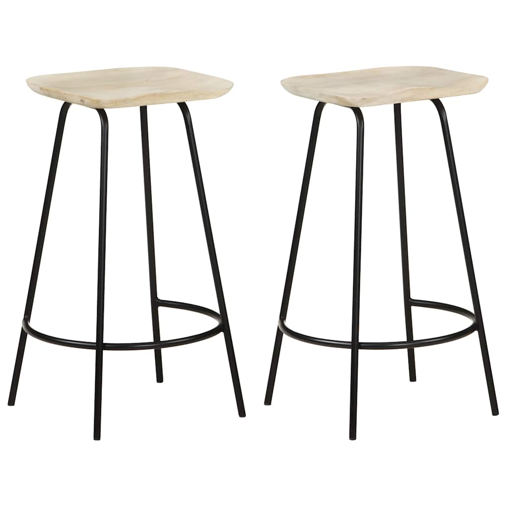 Tabourets de bar lot de 2 bois de manguier massif - XIOS