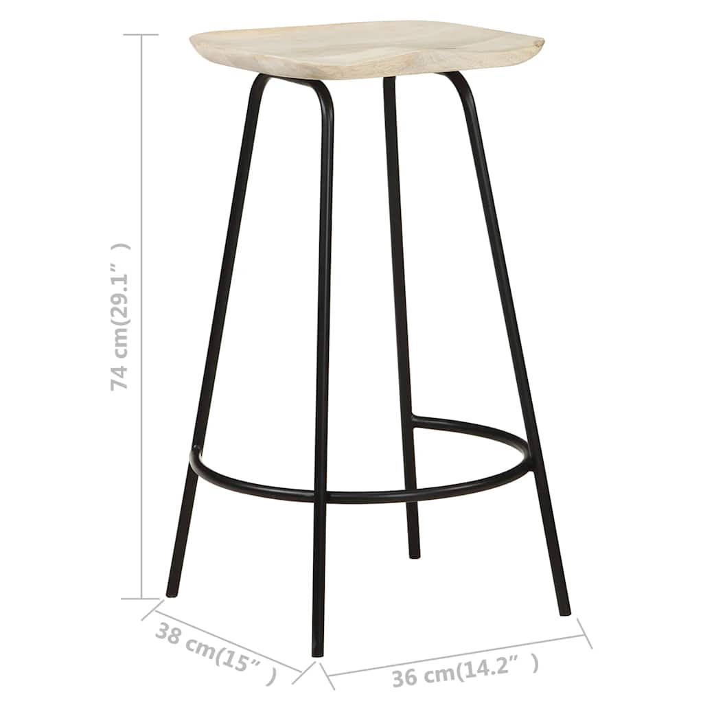 Tabourets de bar lot de 2 bois de manguier massif - XIOS