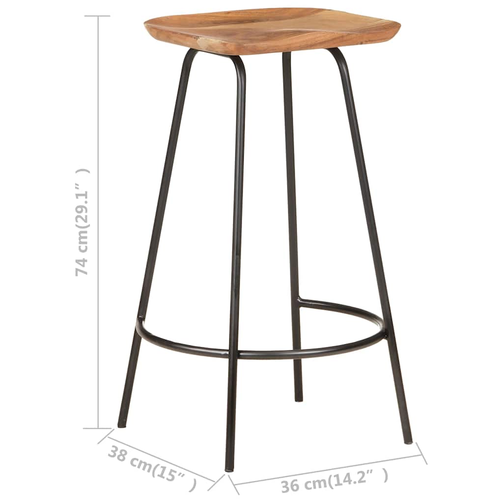 Tabourets de bar lot de 2 bois d'acacia solide - XIOS