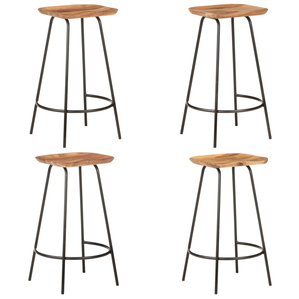 Tabourets de bar lot de 4 bois d'acacia solide - XIOS