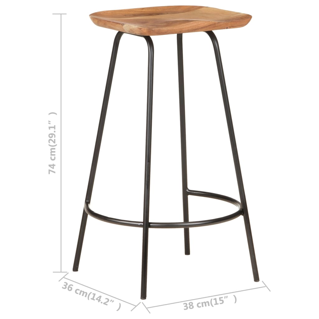 Tabourets de bar lot de 4 bois d'acacia solide - XIOS