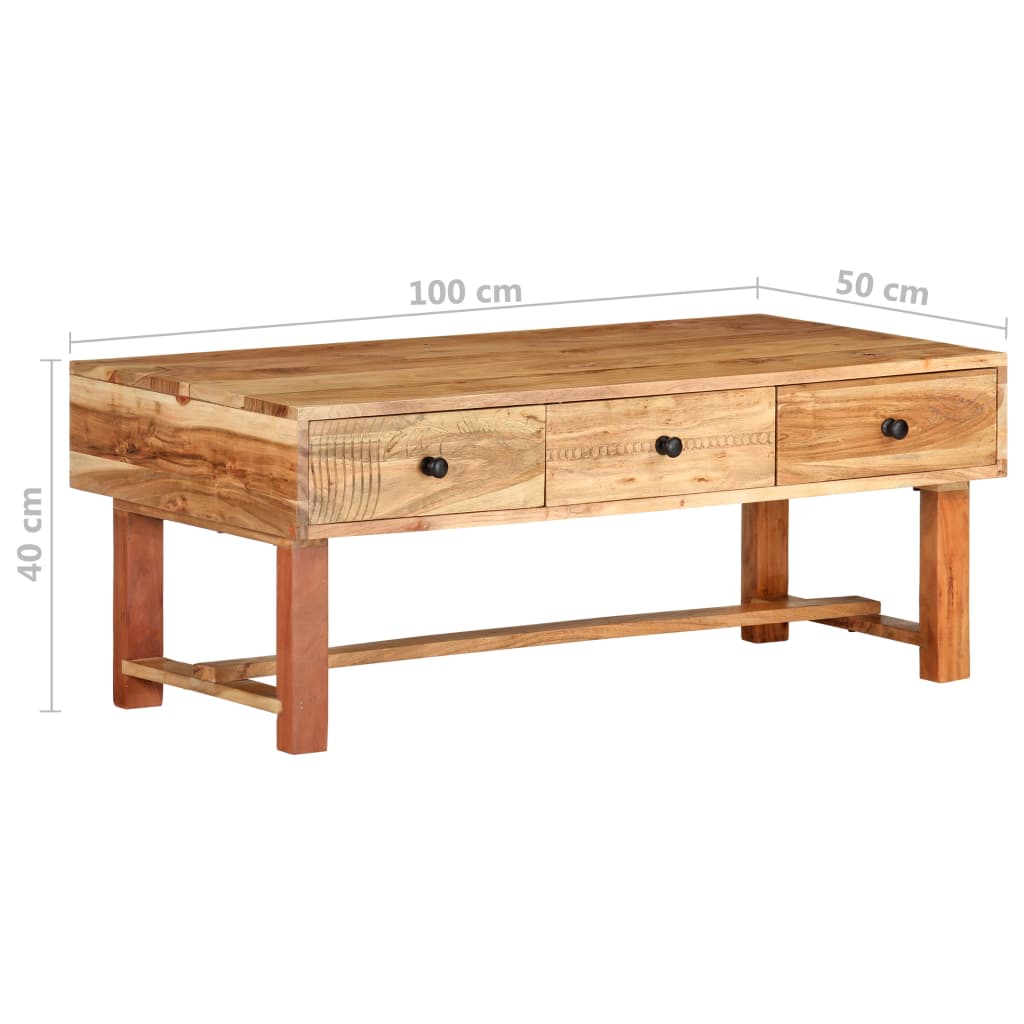 Table basse 100x50x40 cm Bois d'acacia massif - XIOS