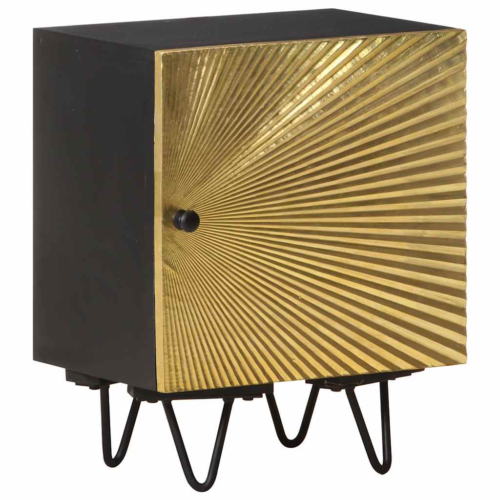 Table de chevet avec front en laiton 40x30x50cm Manguier massif - XIOS