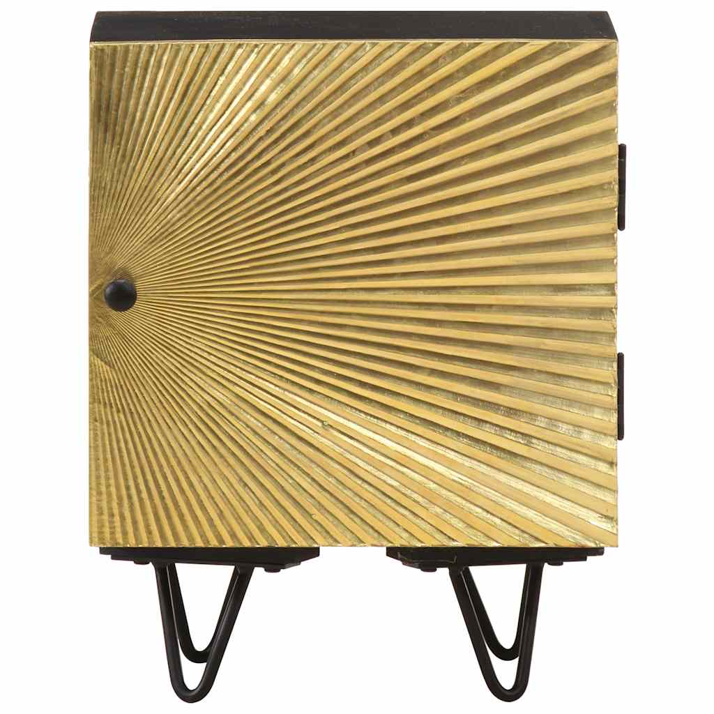 Table de chevet avec front en laiton 40x30x50cm Manguier massif - XIOS