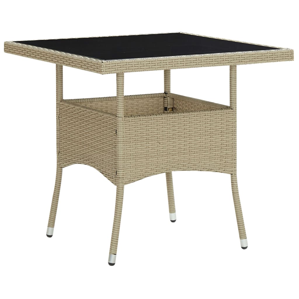 Ensemble à manger de jardin 5 pcs Résine tressée et verre Beige