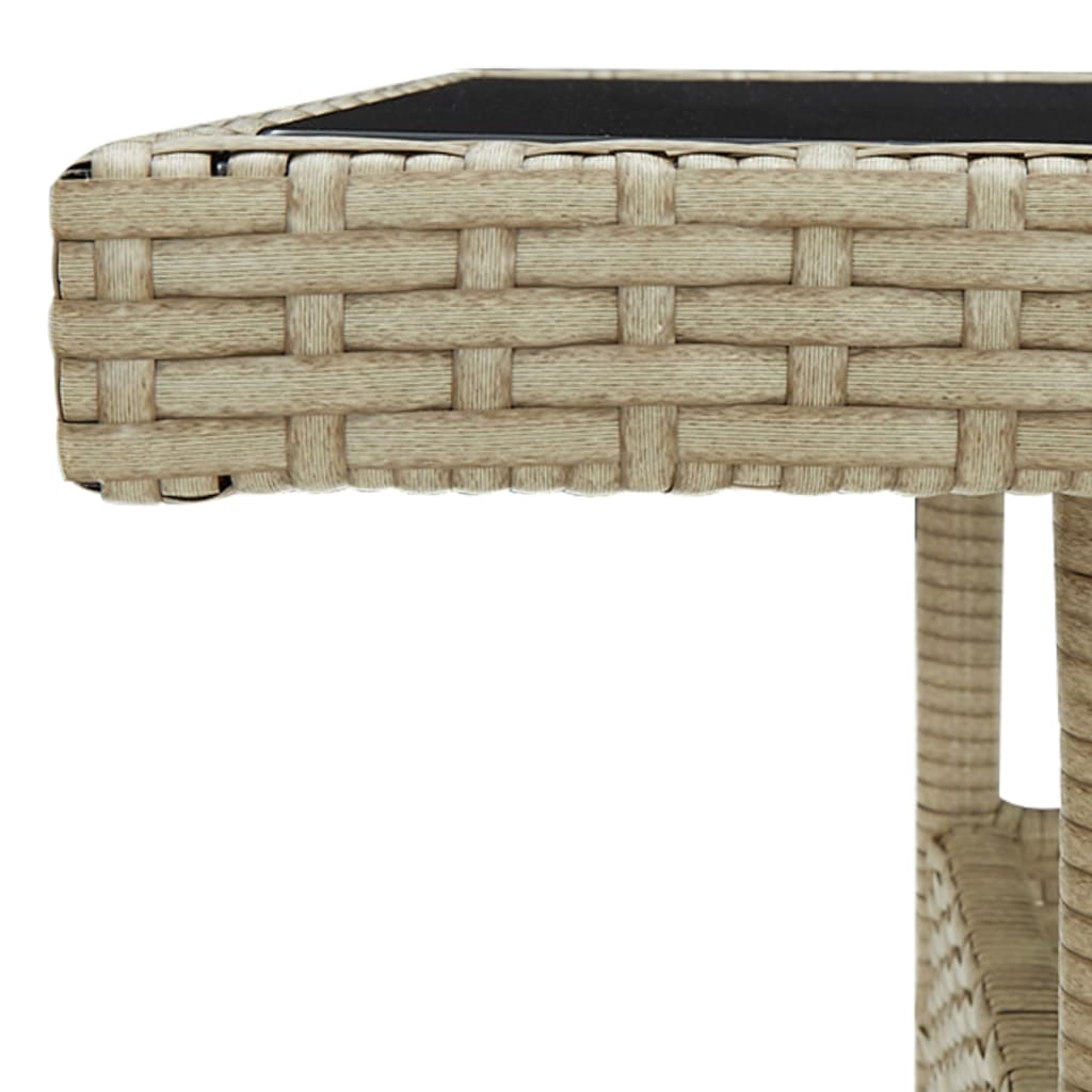 Ensemble à manger de jardin 5 pcs Résine tressée et verre Beige