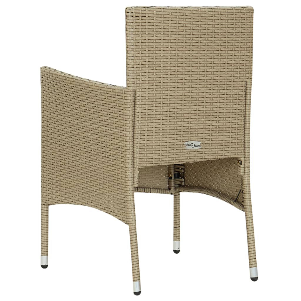 Ensemble à manger de jardin 5 pcs Résine tressée et verre Beige