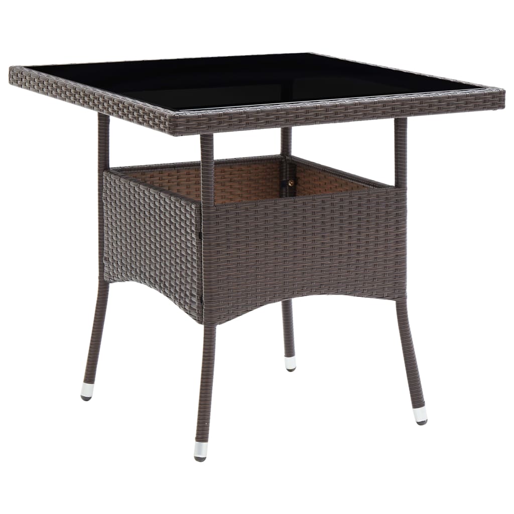 Ensemble à manger de jardin 5pcs Marron Résine tressée et verre