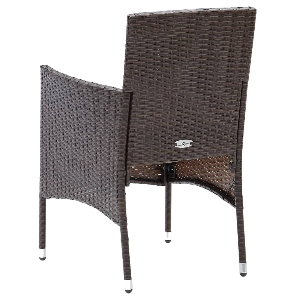 Ensemble à manger de jardin 5pcs Marron Résine tressée et verre