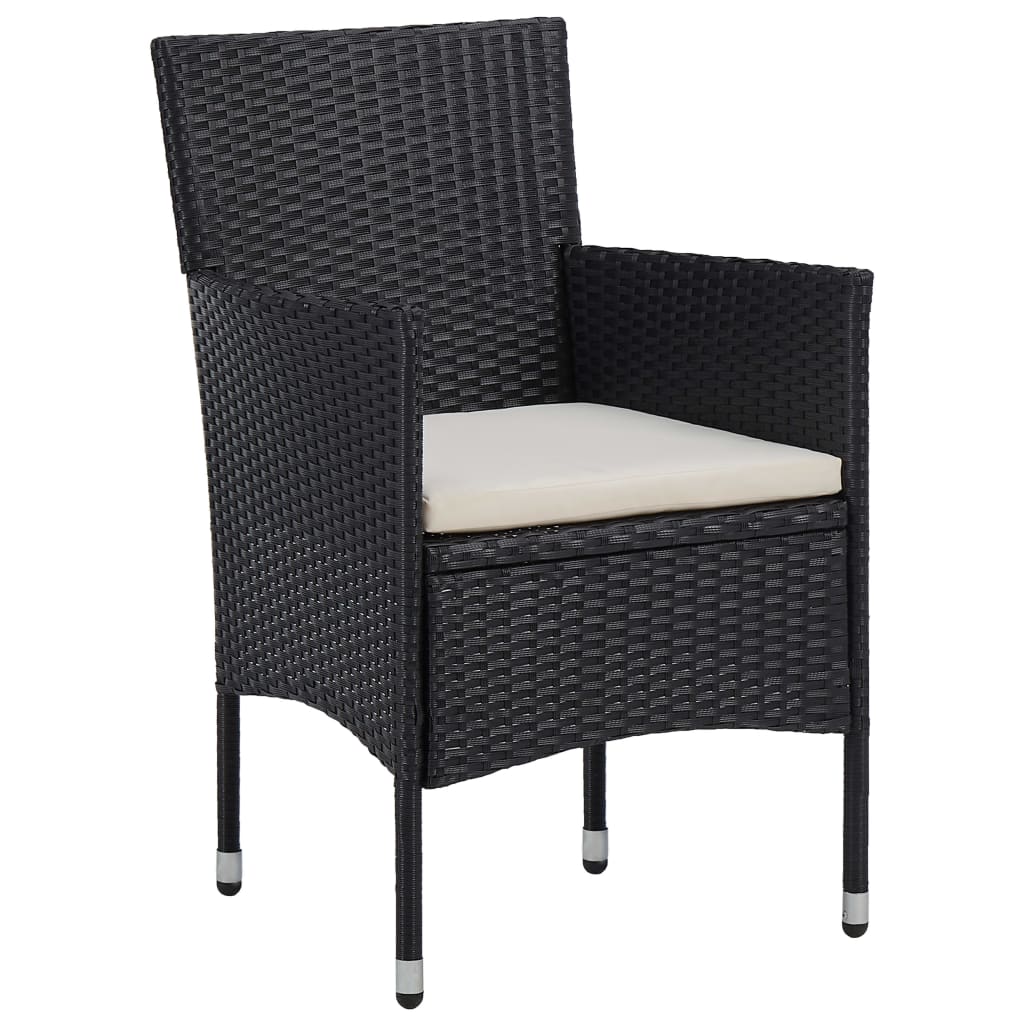 Ensemble à manger de jardin 5 pcs Noir Résine tressée et acacia