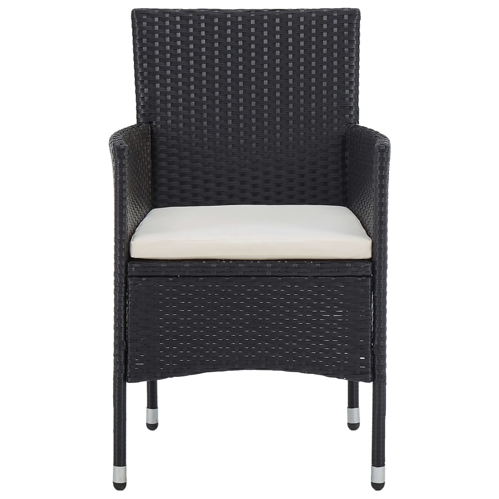 Ensemble à manger de jardin 5 pcs Noir Résine tressée et acacia
