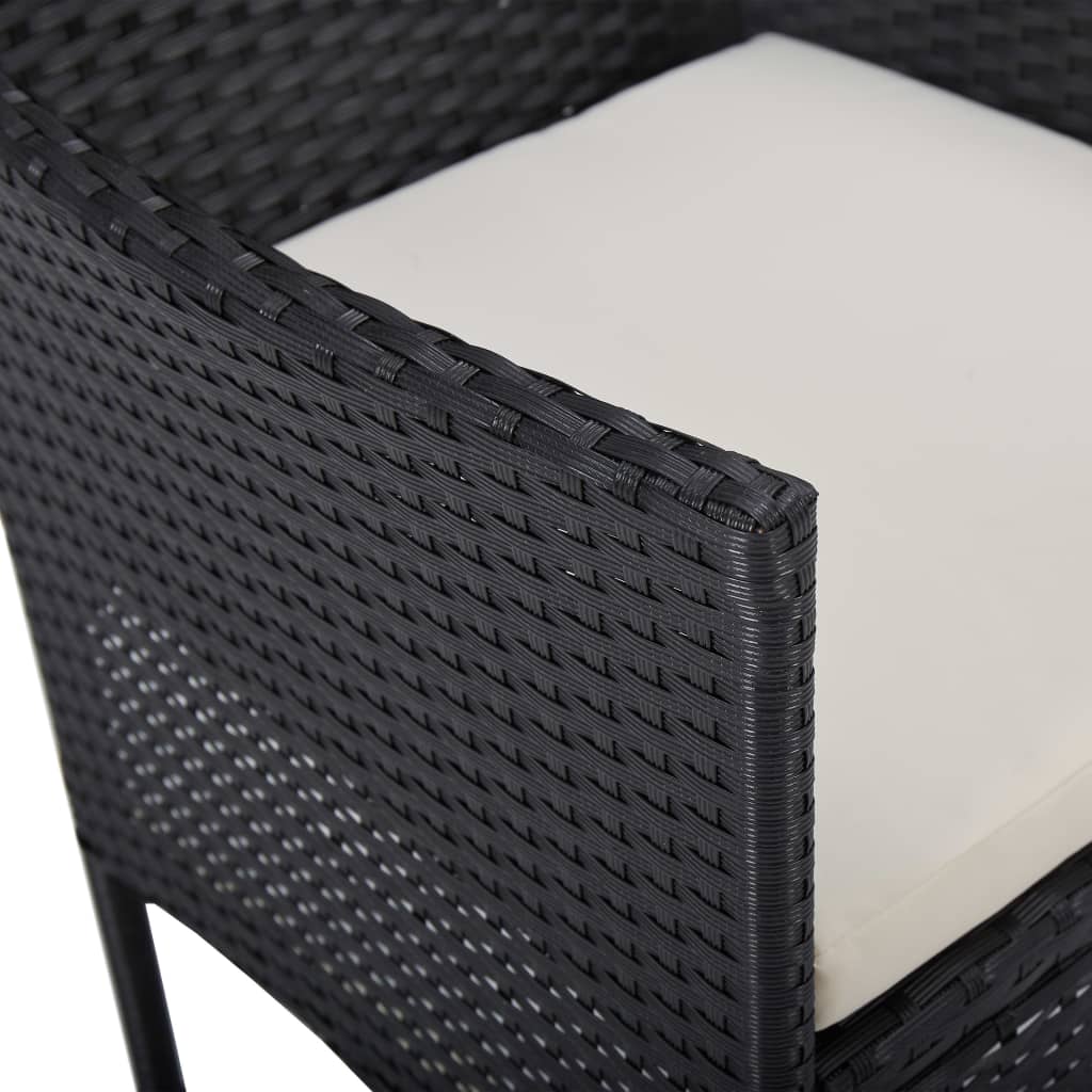Ensemble à manger de jardin 5 pcs Noir Résine tressée et acacia