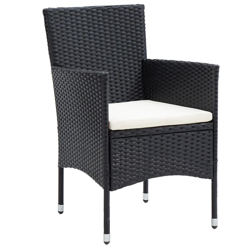 Ensemble à manger de jardin 5 pcs Résine tressée et acacia Noir