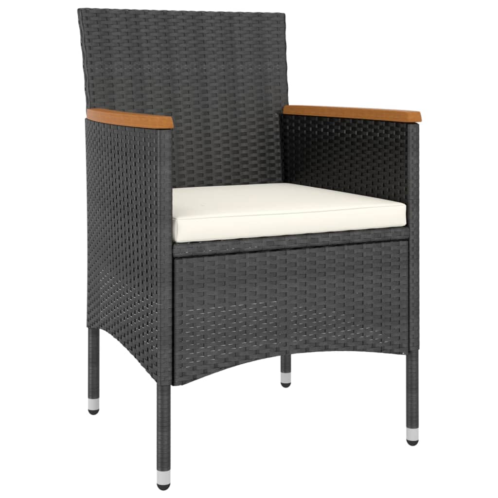 Ensemble à manger de jardin 5 pcs Résine tressée et acacia Noir