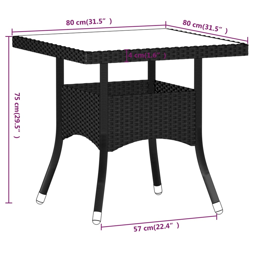 Ensemble à manger de jardin 5 pcs Résine tressée et acacia Noir