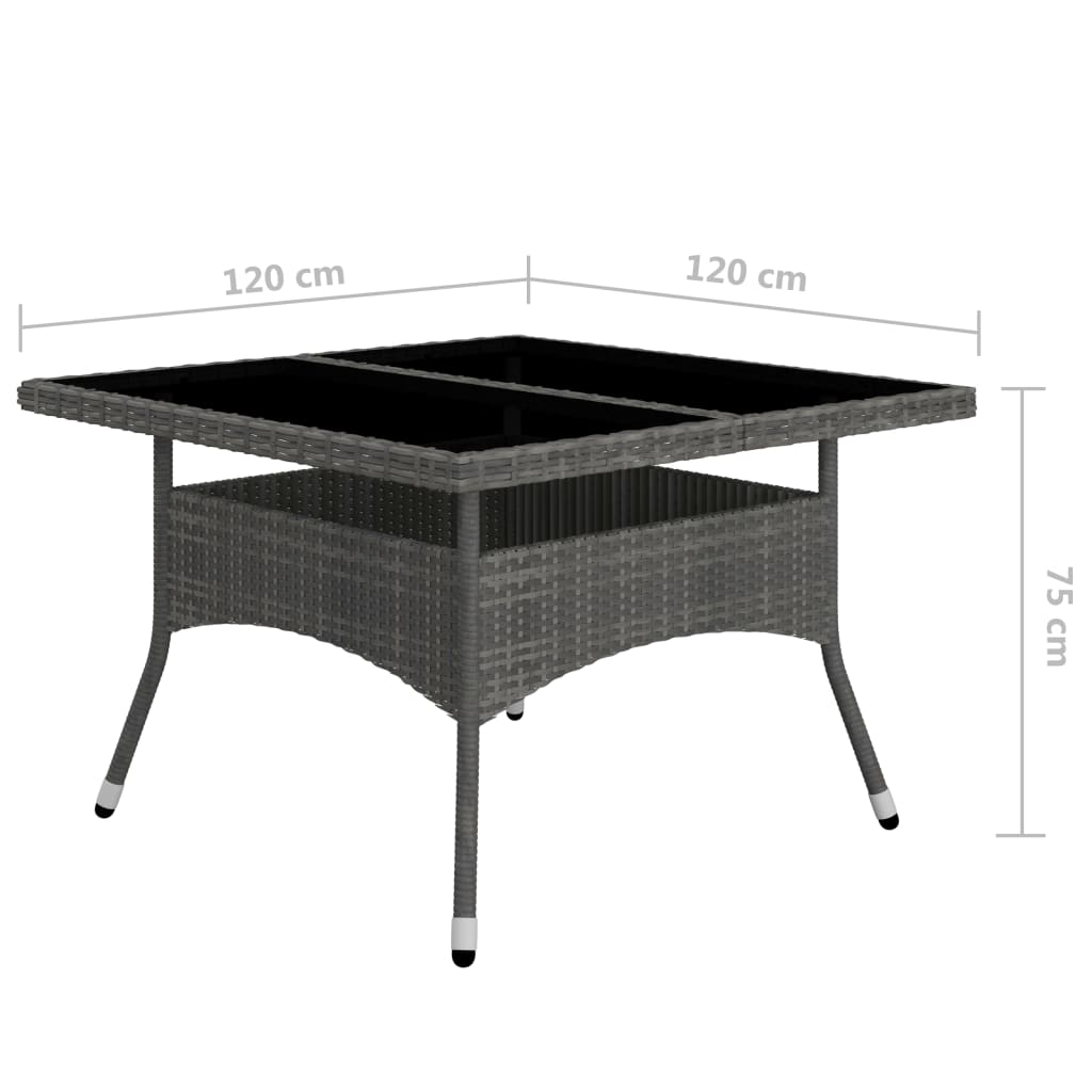 Ensemble à manger de jardin 9 pcs Résine tressée et verre Gris